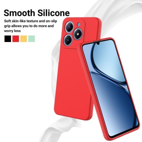 Силиконовый чехол Solid Color Liquid Silicone на Realme C61 Global - красный