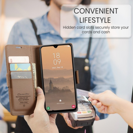 Чохол-книжка CaseMe 023 Butterfly Buckle Litchi Texture RFID Anti-theft Leather  для Samsung Galaxy A26 5G - коричневий