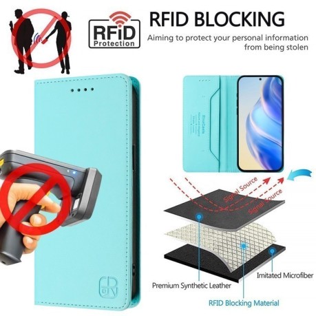 Чехол-книжка RC01 Dual-Folded Magnetic Suction RFID Leather на Infinix Hot 50i 5G / Smart 9 4G - зеленый