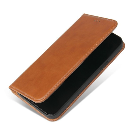 Кожаный чехол-книжка Fierre Shann Genuine leather на iPhone 14/13 - коричневый