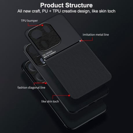Противоударный чехол Tilt Strip Grain на OPPO A5x 5G Global - зеленый
