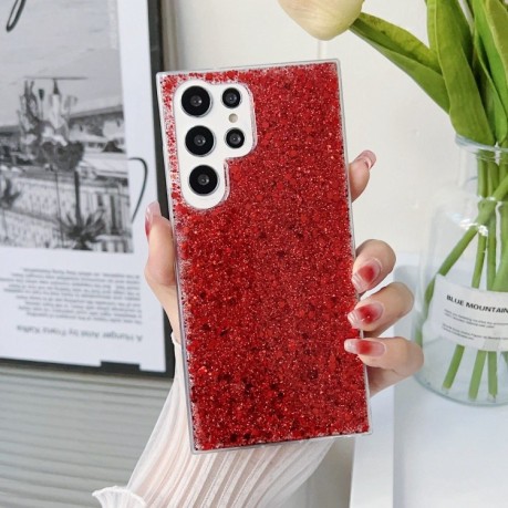 Противоударный чехол Glitter Sequins Epoxy для Samsung Galaxy S24 5G - красный