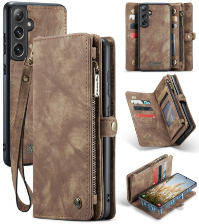 Чохол-гаманець CaseMe 008 Series Zipper Style для Samsung Galaxy S24 FE 5G - коричневий