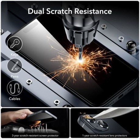 Захисне скло ESR Armorite Tempered Glass для iPhone 15 Plus - Black