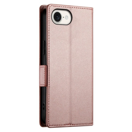 Чехол-книжка Side Buckle Magnetic Frosted Leather для iPhone 16e - розовое золото