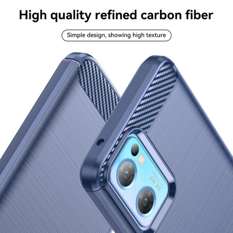Противоударный чехол Brushed Texture Carbon Fiber на OPPO Reno7 5G Global/ Find X5 Lite/OnePlus Nord CE2 5G  - синий