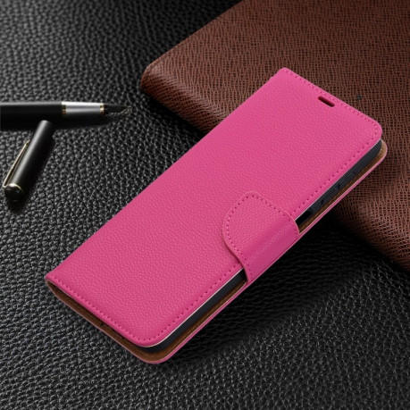 Чехол-книжка Litchi Texture Pure Color на Samsung Galaxy A12/M12 - пурпурно-красный