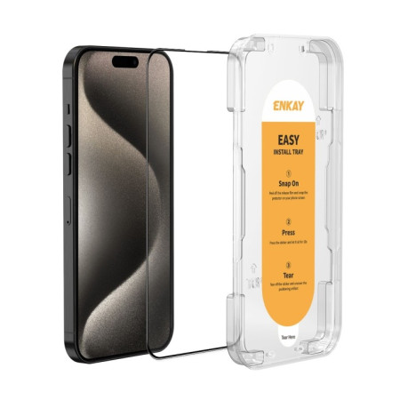 Захисне Скло ENKAY Easy Install High Alumina Silicon для iPhone 15 Pro Max - чорне