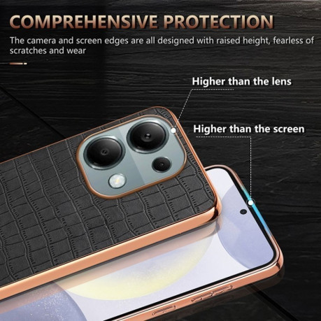 Чехол AZNS Electroplated Frame Crocodile Texture на Xiaomi Redmi Note 14S/ 13 Pro 4G / POCO M6 Pro 4G - зеленый