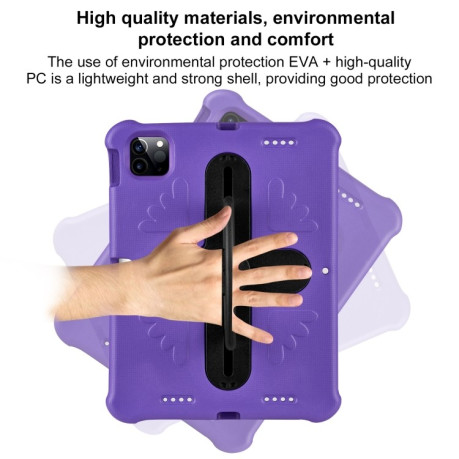 Противоударный чехол Shield 360 Rotation Handle EVA Shockproof для iPad Pro 11 2024 - черно-фиолетовый