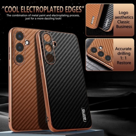 Ударозахисний чохол AZNS Electroplated Edge Carbon Fiber Texture на Samsung Galaxy S25+ 5G - синій
