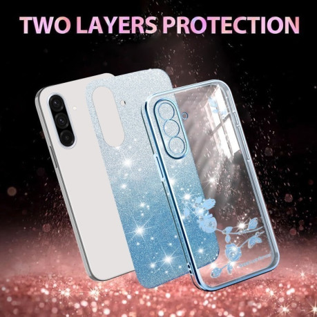 Протиударний чохол Gradient Glitter Flower All-inclusive  для Samsung Galaxy A36 - синій