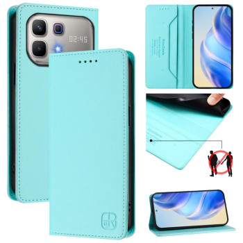Чехол-книжка RC01 Dual-Folded Magnetic Suction RFID Leather на Infinix Note 60 / 60 Pro — мятно-зелёный