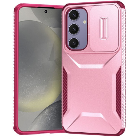 Противоударный чехол Sliding Camshield для Samsung Galaxy S24 FE 5G - Pink + Rose Red