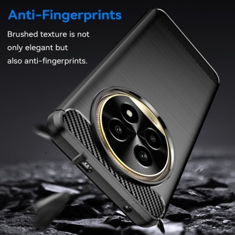 Противоударный чехол Brushed Texture Carbon Fiber на Realme 13 Pro+ 5G - черный
