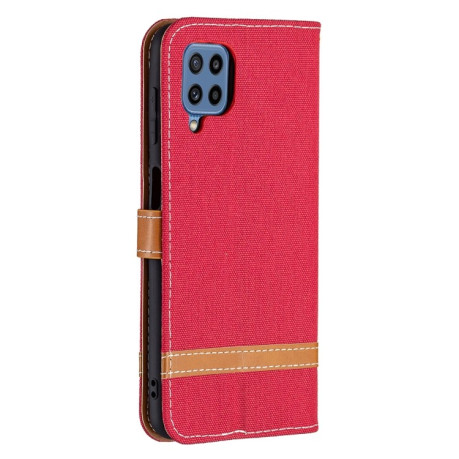 Чехол-книжка Color Matching Denim Texture на Samsung Galaxy M32/A22 4G - красный