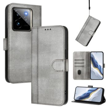 Противоударный чехол Racing Line Splicing Buckle Retro Leather для Realme GT 7 Pro - серый