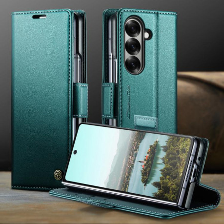 Чохол-книжка CaseMe 023 Butterfly Buckle Litchi RFID Anti-theft Leather для Samsung Galaxy Fold 7 - зелений