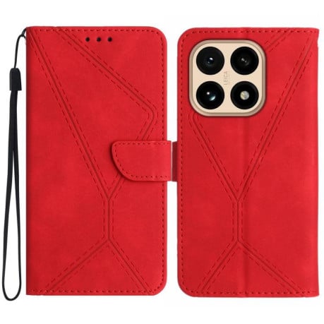 Чехол-книжка Stitching Embossed Leather на Xiaomi 15T - красный