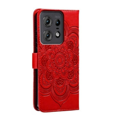 Чохол-книжка Sun Mandala Embossing Pattern для Motorola Edge 50 Pro - червоний