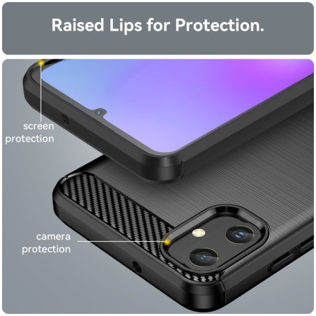 Противоударный чехол Brushed Texture Carbon Fiber на Samsung Galaxy A05 - черный