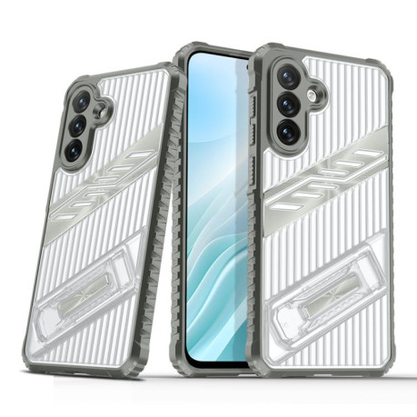 Противоударный чехол Plating Holder PC Hybrid TPU для Samsung Galaxy A36 / A56 5G - серый