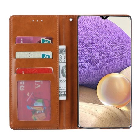 Шкіряний чохол-книга Knead Skin Texture на Samsung Galaxy A33 5G - винно-червоний