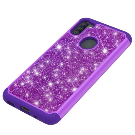 Противоударный чехол Glitter Powder Contrast Skin на Samsung Galaxy A11/M11 - фиолетовый