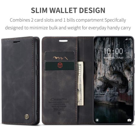 Чехол-книжка CaseMe-013 многофункциональный с кармашком на карт на Xiaomi 15T - черный
