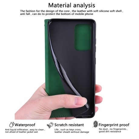 Чехол-книжка Frosted Business Magnetic на Xiaomi Poco X4 Pro 5G - зеленый