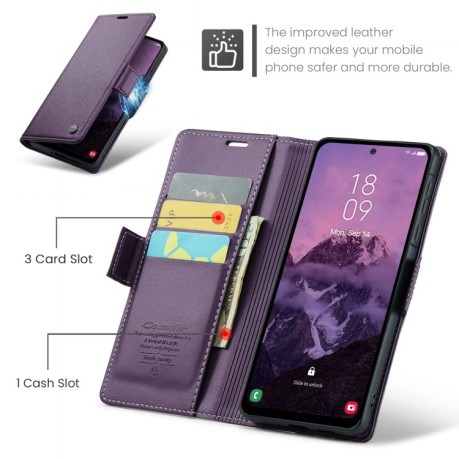 Чохол-книжка CaseMe 023 Butterfly Buckle Litchi RFID Anti-theft Leather  для Samsung Galaxy A36 5G - фіолетовий