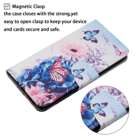 Чехол-книжка Colored Drawing Pattern для  iPhone 14 Plus - Purple butterfly