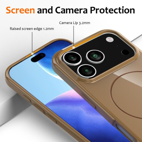 Противоударный чехол Glossy TPU Shockproof MagSafe на iPhone 17 Pro - золотой
