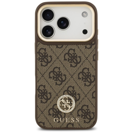 Оригінальний чохол Guess 4G Strass Logo з MagSafe на iPhone 17 Pro - brown