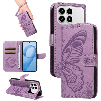 Чохол-книжка Swallowtail Butterfly Embossed Leather для Xiaomi Redmi K90/Poco F8 Pro — фіолетовий