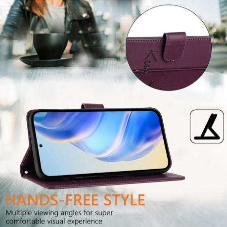 Чехол-книжка Embossing Stripe RFID для Realme GT 7 Pro 5G Global - фиолетовый
