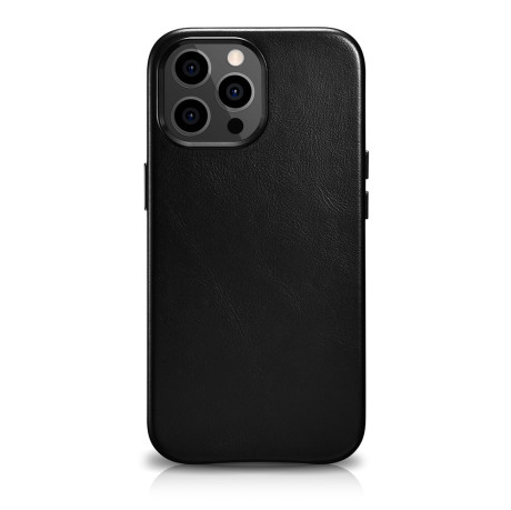 Кожаный чехол iCarer Leather Oil Wax (MagSafe) для iPhone 13 Pro Max - черный