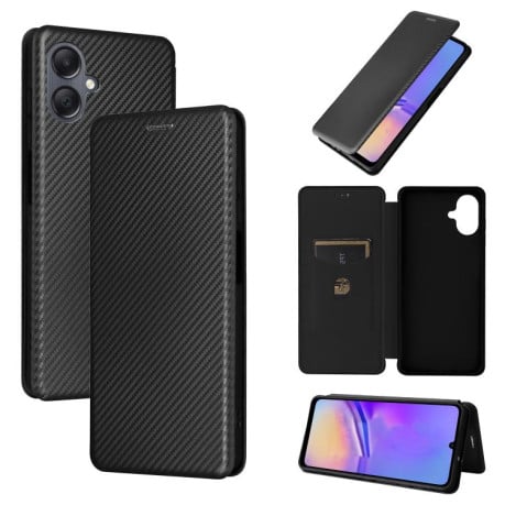 Чохол-книжка Carbon Fiber Texture на Samsung Galaxy A07 4G - чорний