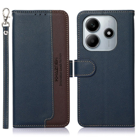 Чехол-книжка KHAZNEH Litchi Texture на Xiaomi Redmi Note 14 4G - синий