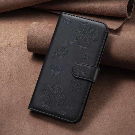 Чехол-книжка Four-leaf Clasp Embossed на Samsung Galaxy S24 FE 5G - черный