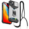Противоударный чехол Sliding Camera Design для  iPhone 14 Plus - серебристый