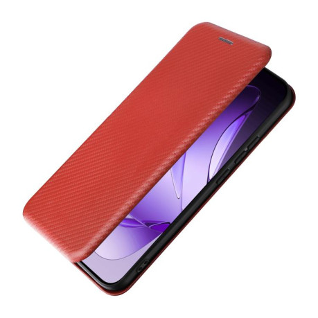 Чохол-книжка Carbon Fiber Texture на OPPO Reno13 5G Global - коричневий