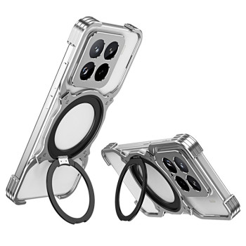 Металлический бампер Mechanical Arm Borderless MagSafe Holder Metal на Xiaomi 15 Pro - серебристый