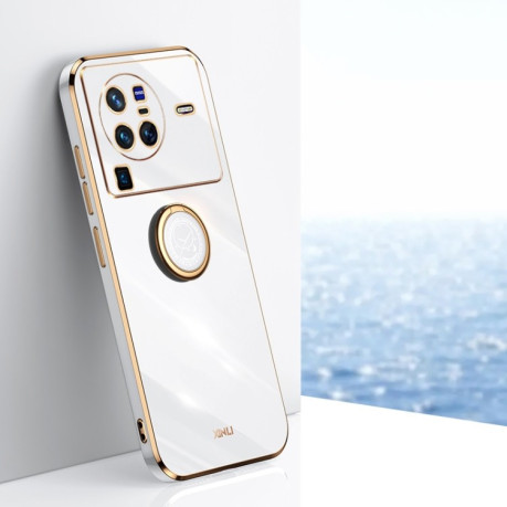 Противоударный чехол XINLI Straight Edge with Ring Holder для Vivo X80 Pro - белый