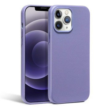 Кожаный противоударный чехол R-JUST Cowhide (Magsafe) для iPhone 13 Pro - фиолетовый