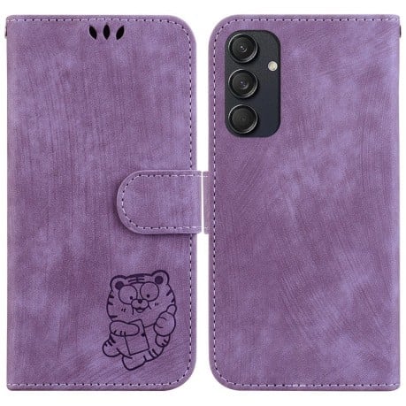 Чохол-книжка Little Tiger Embossed Leather для Samsung Galaxy M55 - фіолетовий