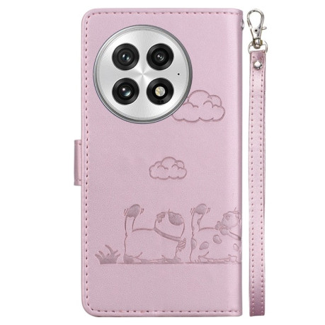 Чохол-книжка Cute Cats RFID Leather для OnePlus 13 - рожеве золото