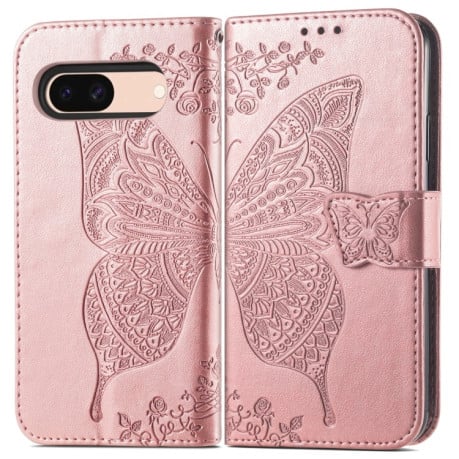Чохол-книжка Butterfly Love Flower Embossed для Google Pixel 8a - рожеве золото
