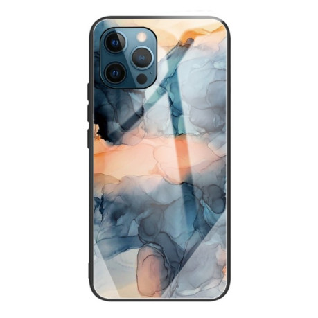 Противоударный стеклянный чехол Marble Pattern Glass на iPhone 13 Pro Max - Abstract Blue