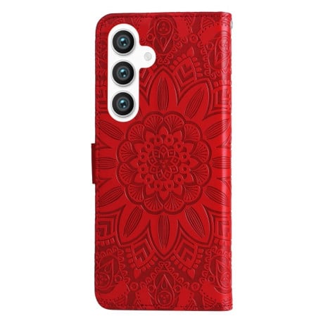Чехол-книжка Embossed Sunflower для Samsung Galaxy S24  - красный